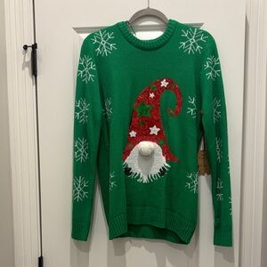 Poof! Green Gnome Holiday Sweater